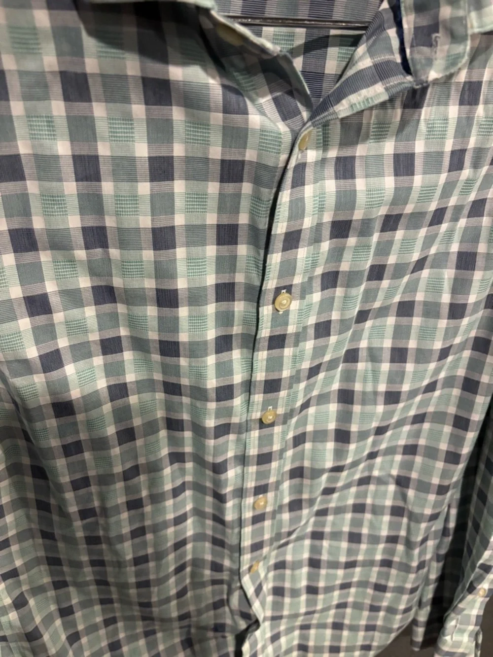 Banana Republic Green and White Plaid Dress Shirt